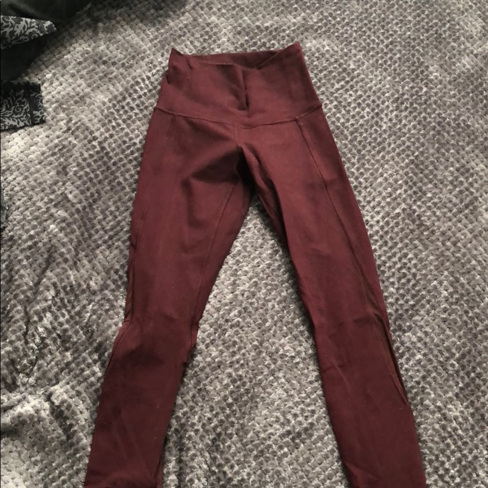 Burgundy Mesh Back Lululemon Pants